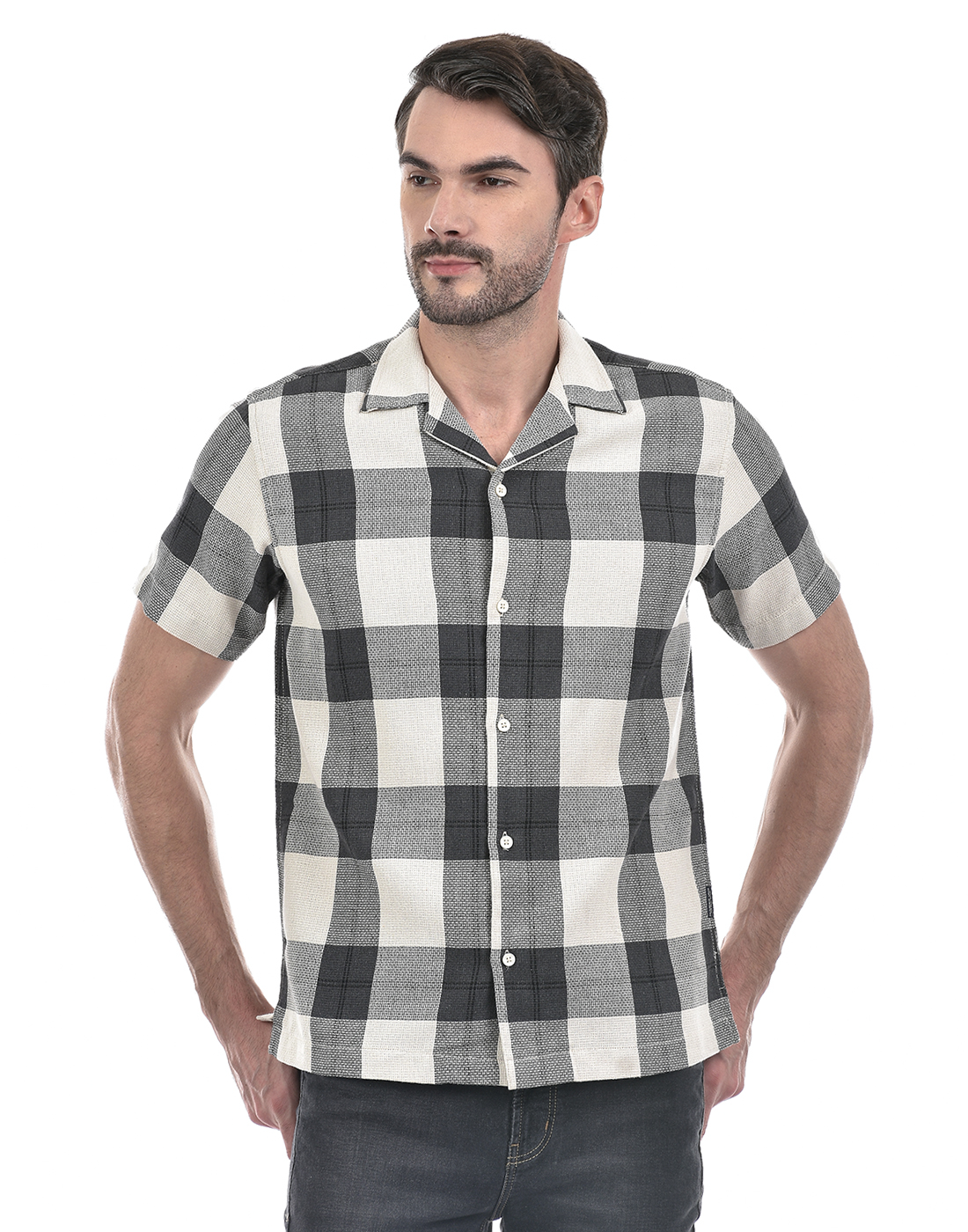 Numero Uno Men Checkered Grey Shirt